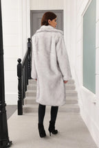 Long Faux Fur Lapel Coat - View 10 | TEVQA