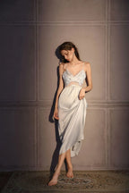 Satin Lace Trim Slip Dress - View 9 | TEVQA