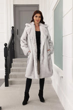 Long Faux Fur Lapel Coat - View 7 | TEVQA