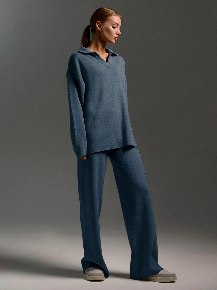 The Eleanor Polo Collar Knit Two-Piece Set - TEVQA