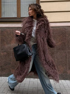 Shaggy Faux Fur Long Coat - View 11 | TEVQA