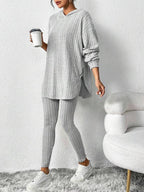 Ribbed Knit Hoodie and Leggings Set - View 7 | TEVQA