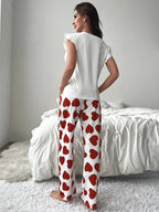 Heart print pajama set with ruffle sleeves - View 14 | TEVQA