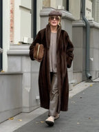 Vintage Chocolate Sheared Faux Mink Maxi Coat - TEVQA