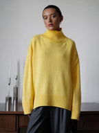 Oversized Ribbed Knit Turtleneck Sweater - View 23 | TEVQA
