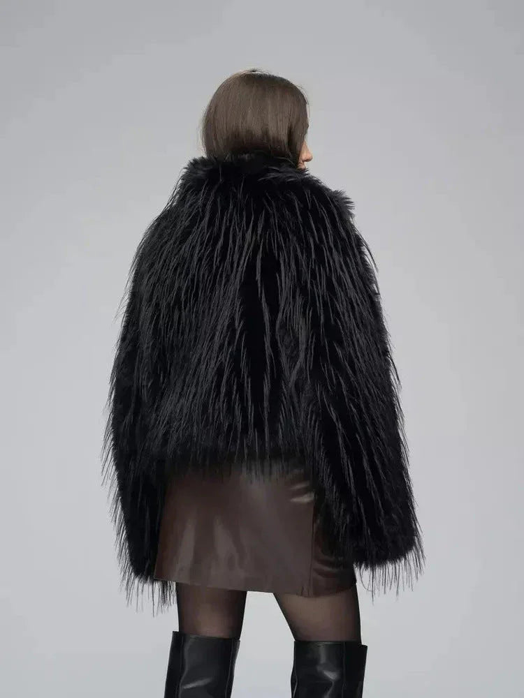 Shaggy faux fur cropped jacket - View 6 | TEVQA