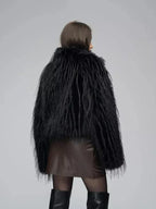 Shaggy faux fur cropped jacket - View 6 | TEVQA