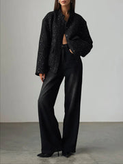 Midnight Glitz Sequin Tweed Jacket - TEVQA