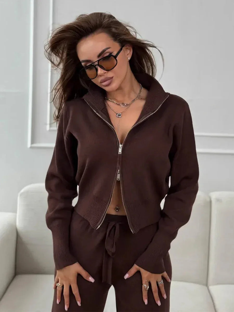 Elevated Double-Zip Knit Set - View 24 | TEVQA