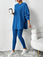 Ribbed Knit Hoodie and Leggings Set - View 12 | TEVQA