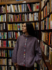 Eclectic Rainbow Button High-Neck Cardigan - View 8 | TEVQA