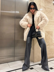 Vail Après-Ski Mid-Length Faux Fox Fur Coat - TEVQA