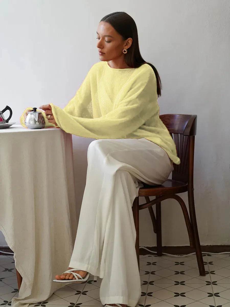 Boho Sheer Hollow Out Knit Top - TEVQA