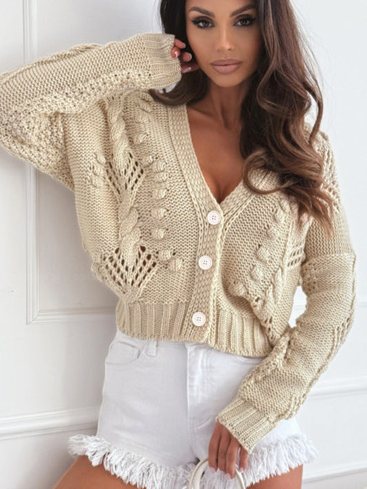Romantic Hollow Out Cable Knit Cardigan