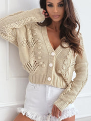 Romantic Hollow Out Cable Knit Cardigan