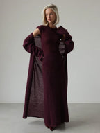 Ribbed knit maxi dress and long cardigan set - View 6 | TEVQA