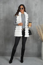 Tiered faux fur vest - View 11 | TEVQA