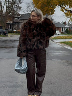 Wild Luxury Spotted Faux Fur Cropped Jacket - TEVQA