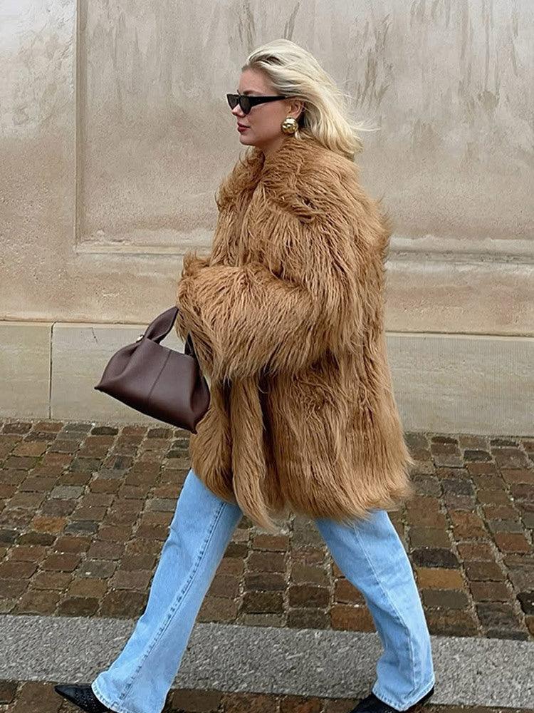 Shaggy Faux Fur Coat - View 6 | TEVQA
