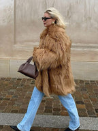 Shaggy Faux Fur Coat - View 6 | TEVQA
