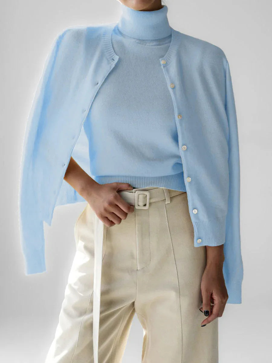 Classic knit vest and button cardigan ensemble - View 26 | TEVQA