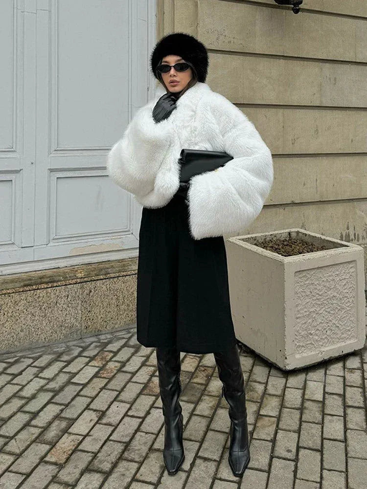 Plush Faux Fur Crop Jacket - View 7 | TEVQA