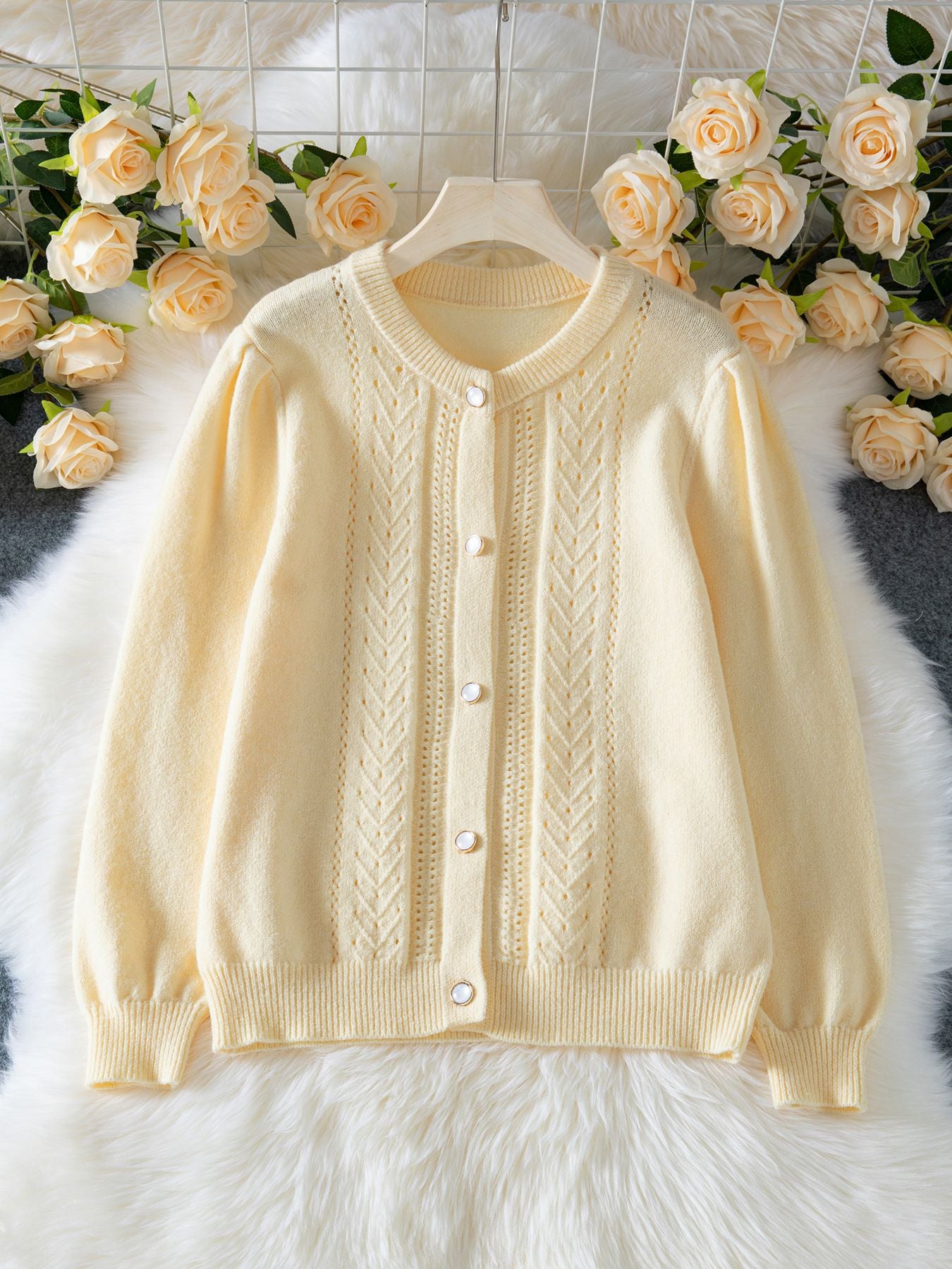 Vintage Pointelle Knit Cardigan