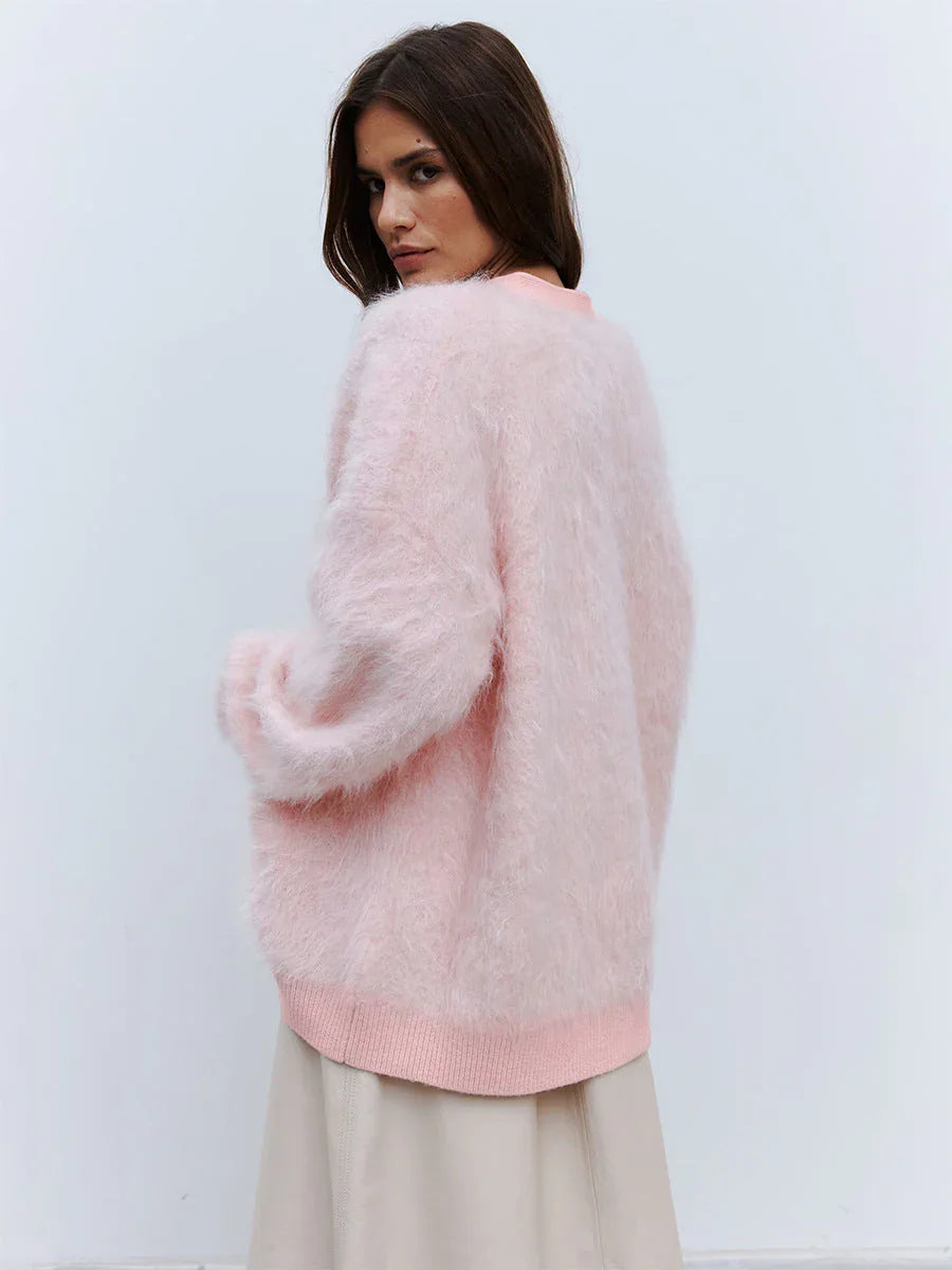 Cloud Soft Faux Mink Button Down Cardigan - TEVQA