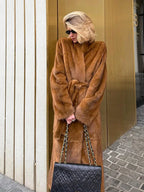 Faux Mink Maxi Coat - View 9 | TEVQA