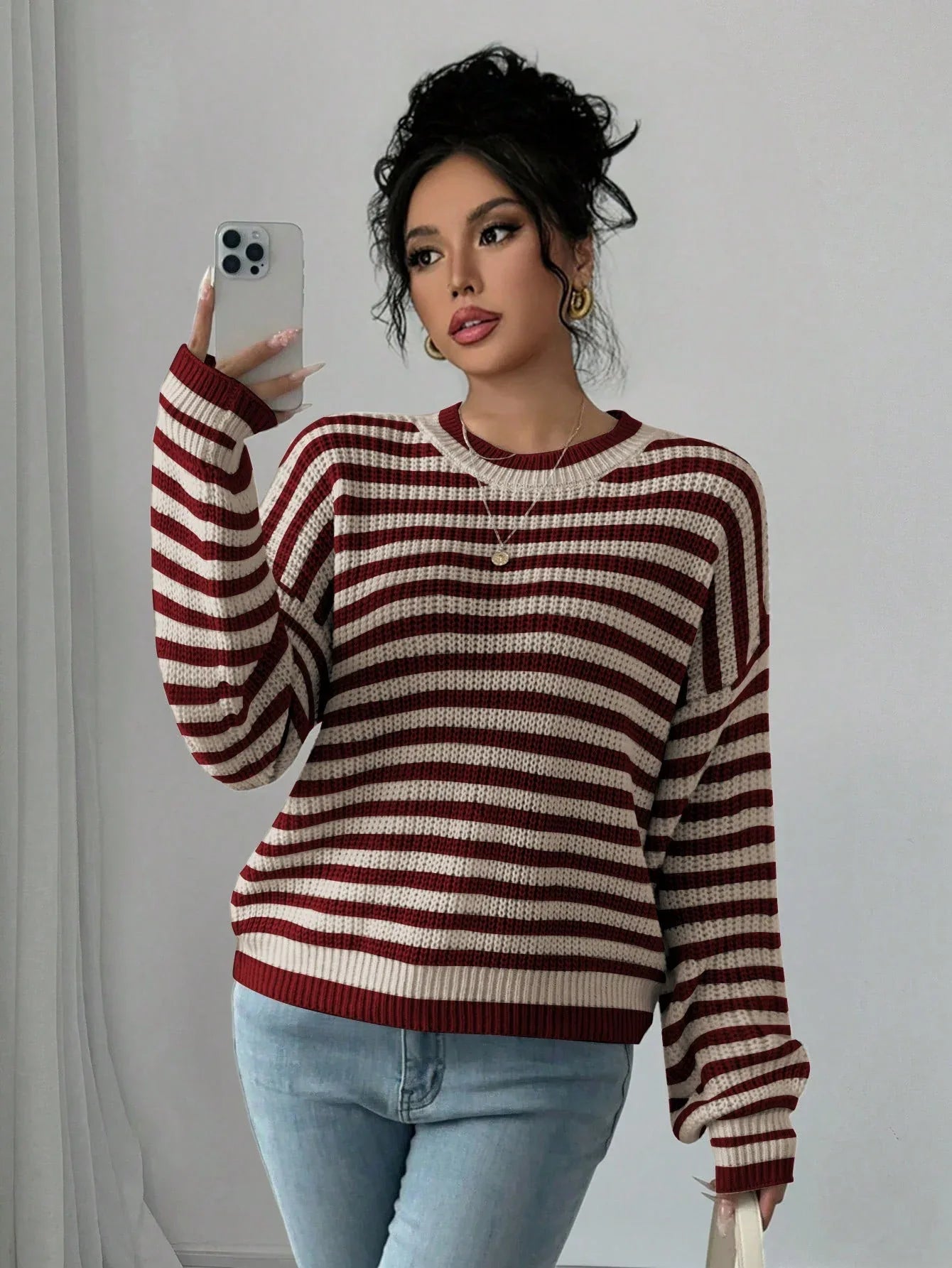 Coastal Breeze Striped Knit Sweater - View 8 | TEVQA