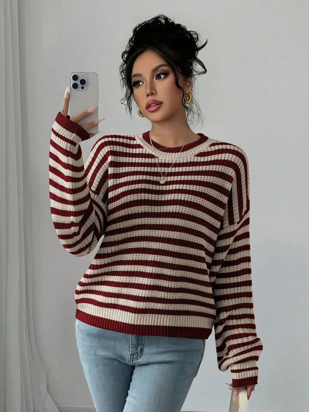 Coastal Breeze Striped Knit Sweater - View 8 | TEVQA