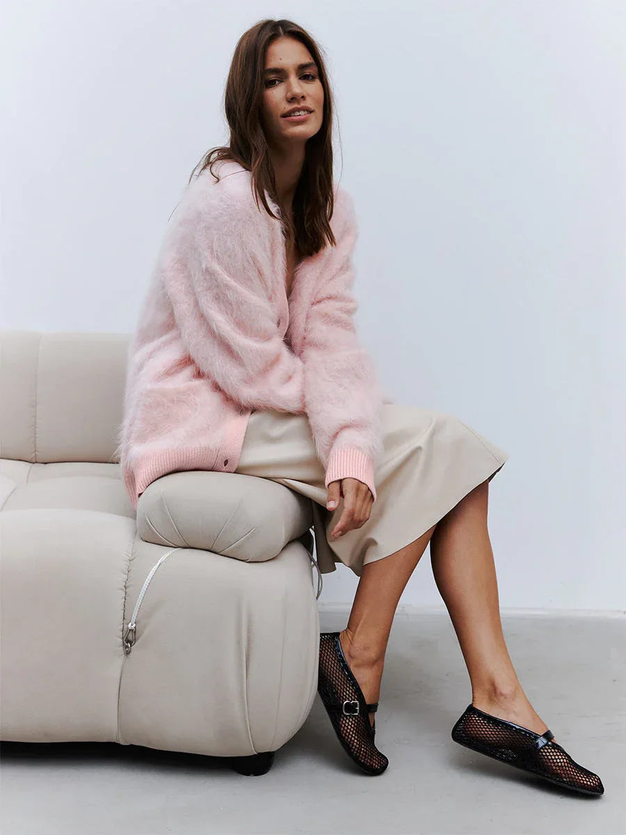 Cloud Soft Faux Mink Button Down Cardigan - TEVQA