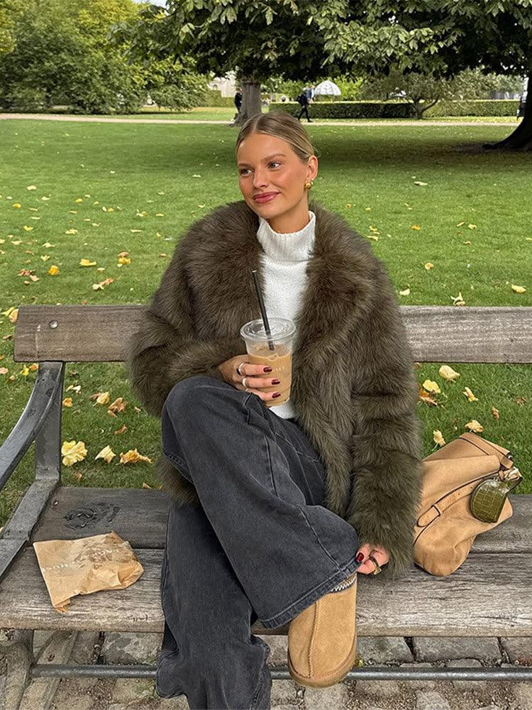 Luxe Dark Olive Plush Faux Fur Jacket - TEVQA