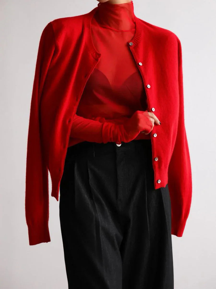 Classic knit vest and button cardigan ensemble - View 6 | TEVQA