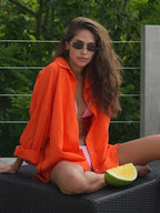 Effortless 100% Cotton Oversized Button Down Shirt - TEVQA