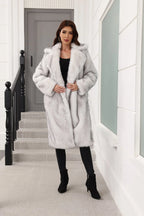 Long Faux Fur Lapel Coat - View 8 | TEVQA