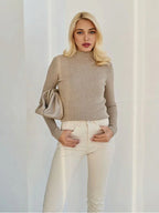 Soft Ribbed Mock Neck Sweater - View 13 | TEVQA