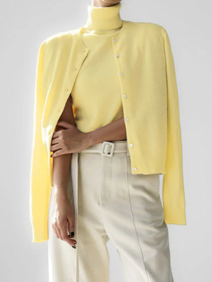 Classic knit vest and button cardigan ensemble - View 21 | TEVQA