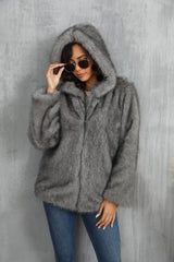 Alpine Glow Hooded Faux Fur Jacket - View 8 | TEVQA