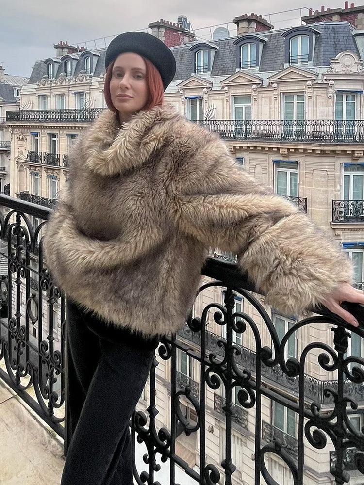 Vintage Tipped Faux Fur Cropped Jacket - TEVQA
