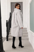 Long Faux Fur Lapel Coat - View 11 | TEVQA