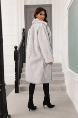 Long Faux Fur Lapel Coat - View 11 | TEVQA