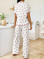 Ribbed Heart Print Lounge Set - View 17 | TEVQA