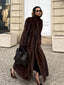 Regal Espresso Faux Sable Maxi Coat - View 7 | TEVQA