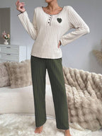 Ribbed lounge set with heart patch - View 21 | TEVQA
