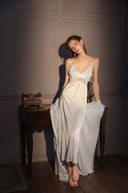 Satin Lace Trim Slip Dress - View 13 | TEVQA