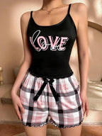 Graphic Cami and Shorts Pajama Set - View 7 | TEVQA