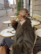 Luxe Dark Olive Plush Faux Fur Jacket - TEVQA