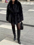 Vail Après-Ski Mid-Length Faux Fox Fur Coat - TEVQA