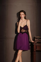 Satin and lace robe and slip set - View 16 | TEVQA